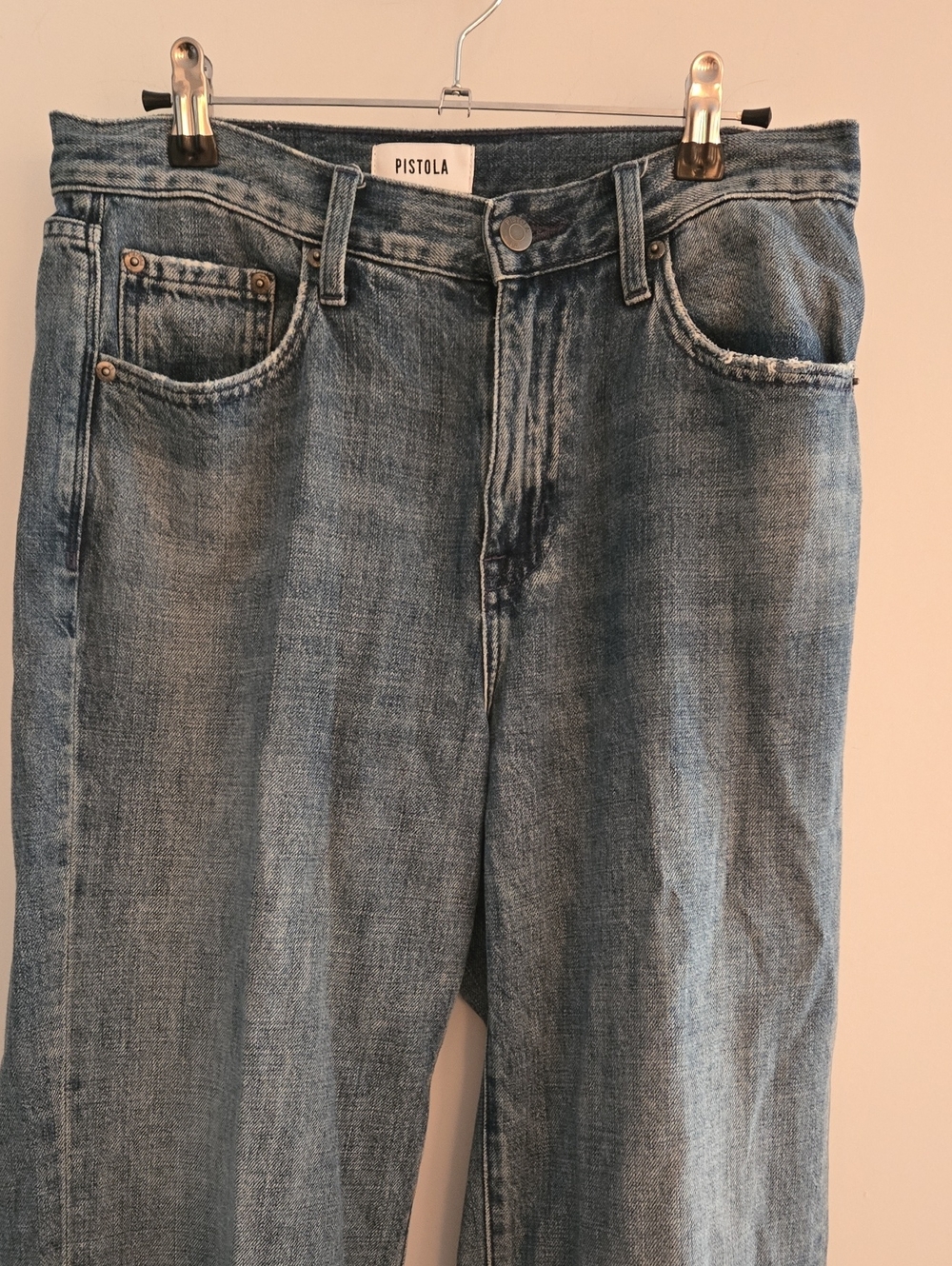 Pistola Bobbie Mid Rise Loose Straight Jeans 27 Marne Medium Blue Wash Denim - Picture 4 of 13